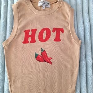 Original Wildfox Vintage Hot Spicey Tank Top Raw Hem Summer Cropped Top